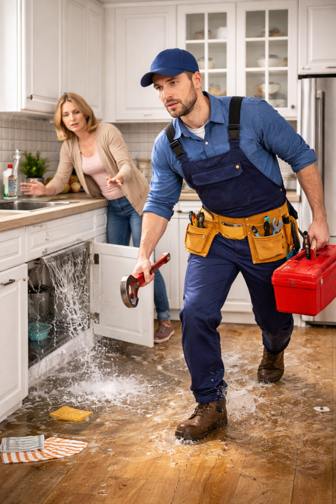 Emergency plumber in Sheffield responding to an emergency